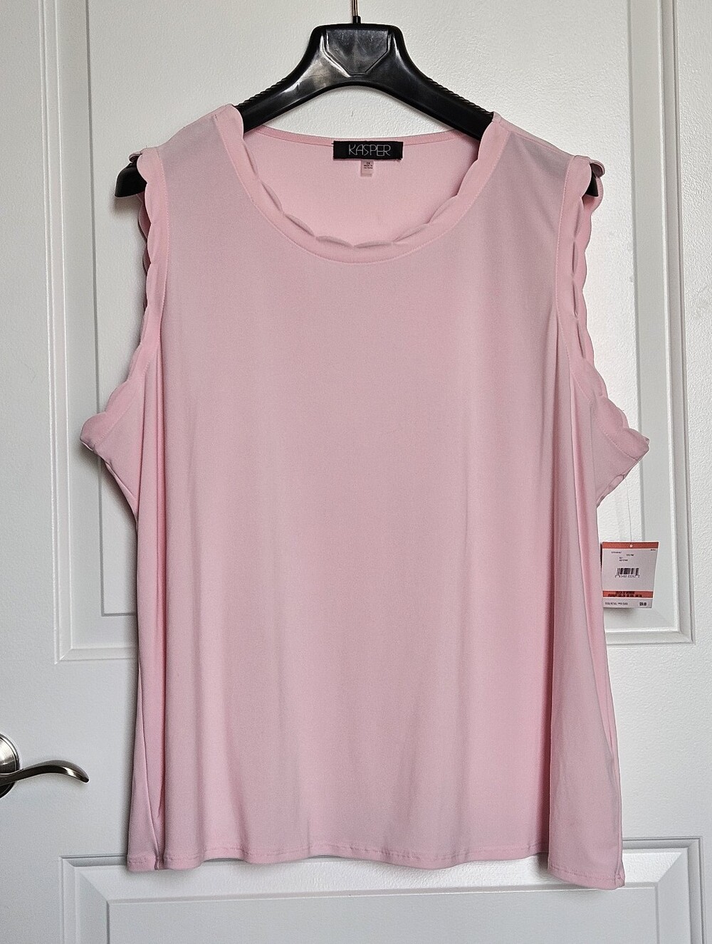 NWT Kasper Women's Plus Size 3X Pink Scalloped Blouse